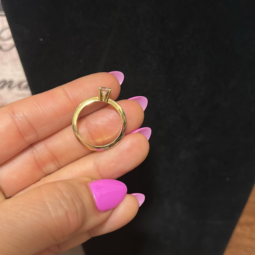 Gold Tone Ring with Diamond Accent Size 9 - Picture 8 of 12